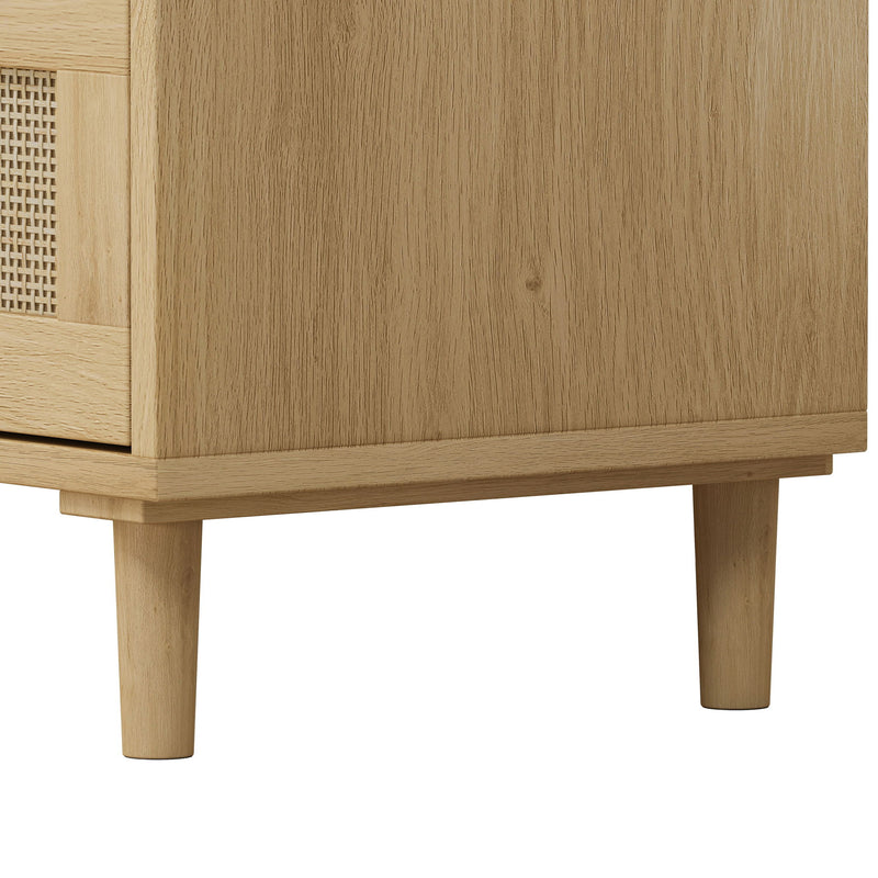 3 Drawer Storage Cabinet With Rattan Drawers For Bedroom, Living Room - Oak