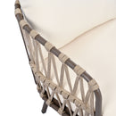 4 Piece Outdoor Patio Furniture Set, Metal Chairs With Woven Rope U Shaped Backrest