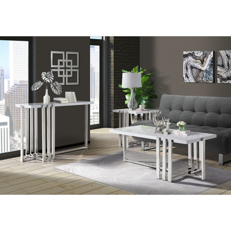 Cable - End Table - White / Silver