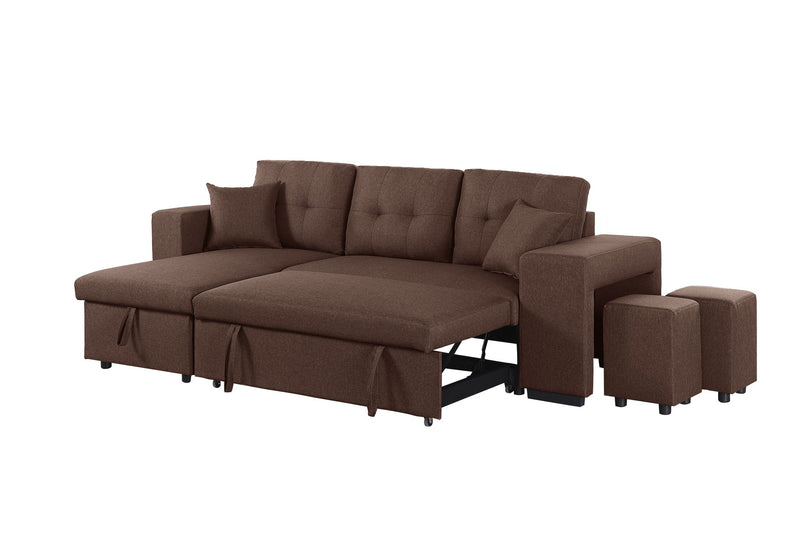 Daniel - Upholstered Reversible Sectional With Pull Out Loveseat