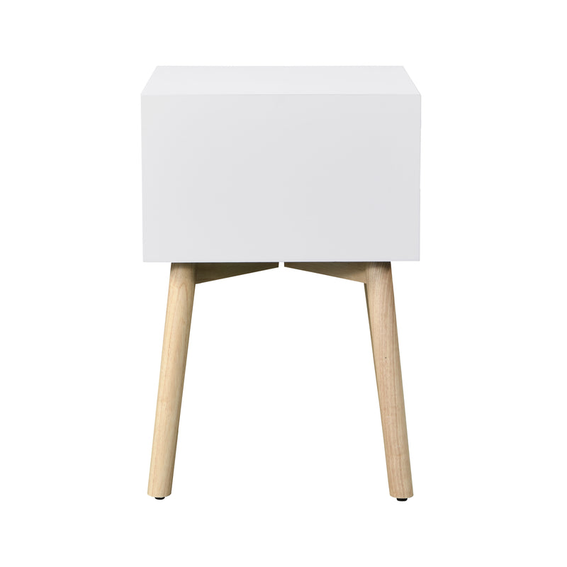 Modern Side Table With 2 Drawer, Mid-Century Storage Cabinet For Bedroom - White