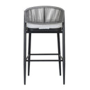 Outdoor Bar Height Metal Frame Counter Stools With Scallop Shaped Backrest & Water Resistant Cushions