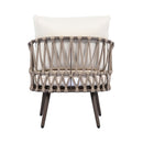 4 Piece Outdoor Patio Furniture Set, Metal Chairs With Woven Rope U Shaped Backrest