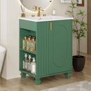Classic Retro Bathroom Vanity With Sink, Door Shelf, Side Open Storage Frame