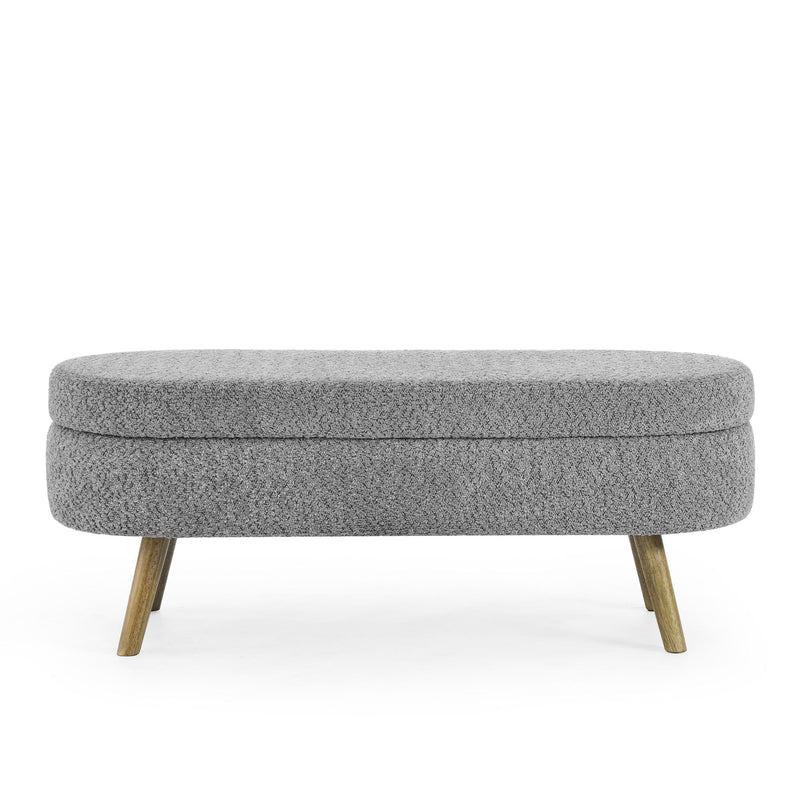 Ottoman Oval Storage Bench With Rubber Wood Legs