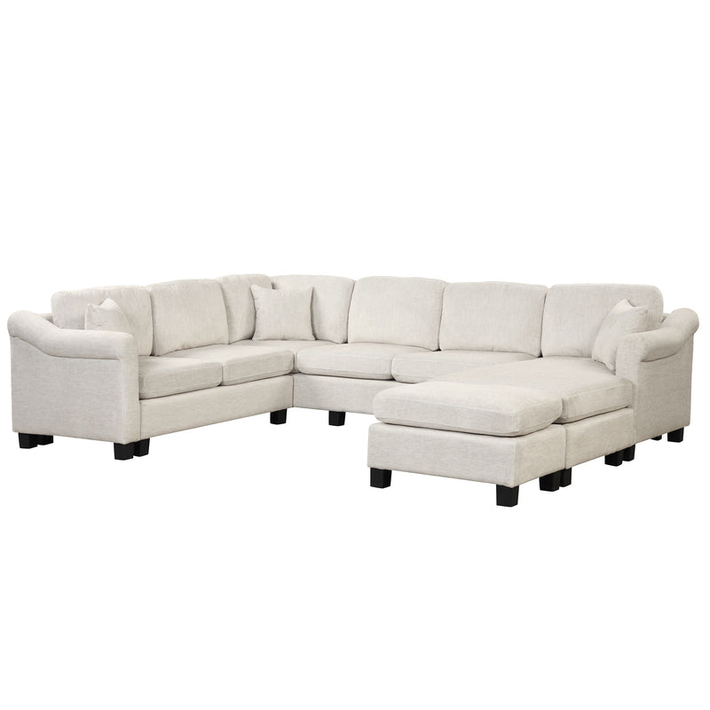 4 Pieces Sectional Sofa With Ottoman With Right Side Chaise