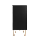 Modern 6 Drawer Dresser, Modern Dresser With Metal Handles, Storage Chest Of Drawer, Wide Dresser Drawer Organizers With Carving Design For Bedroom, Living Room, Hallway - Black