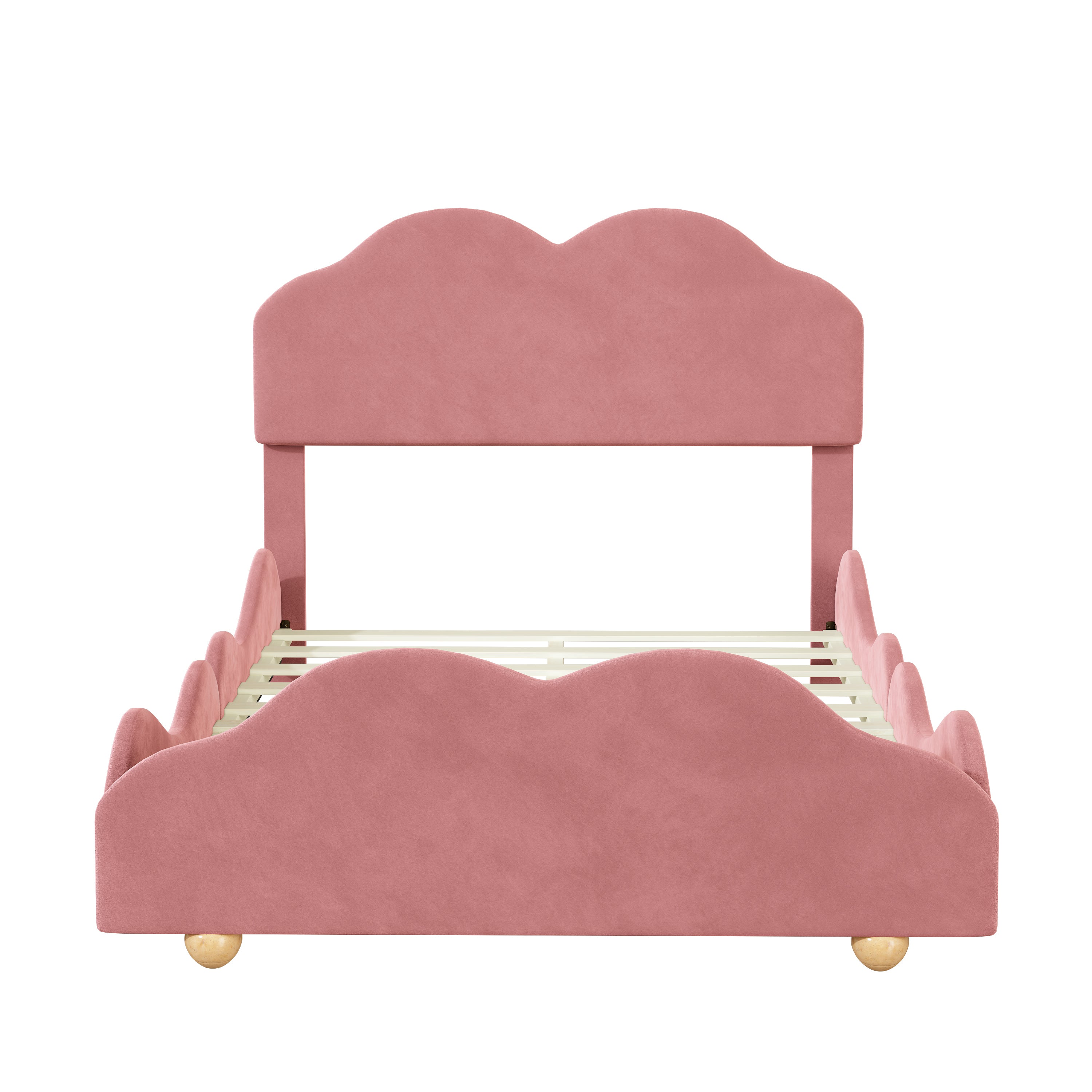 Full Size Upholstered Platform Bed with Cloud Shaped bed board, Dark Pink - Atlantic Fine Furniture Melbourne FL
