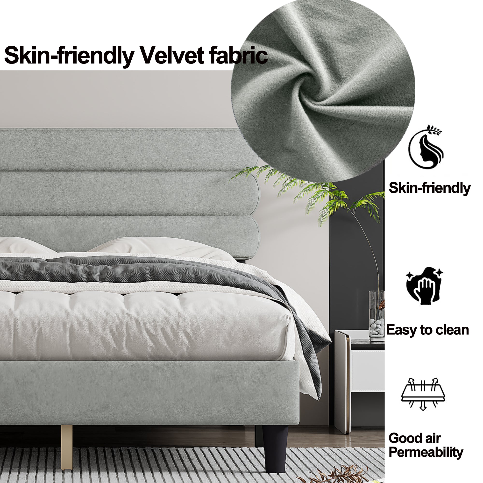 Full Bed Frame with Headboard,Sturdy Platform Bed with Wooden Slats Support,No Box Spring,Mattress Foundation,Easy Assembly