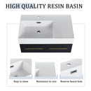 Modern Wall Mounted Bathroom Vanity With Resin Sink And Storage Rack