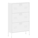 Modern Shoe Storage Cabinet With 3 Flip Drawers And Metal Frame For Entryway - Brushed Nickel