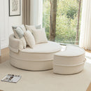 Modern Oversized Round Barrel Accent Chair With Ottoman