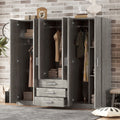 6 Doors Wooden Wardrobe Storage For Bedroom With Big Drawers