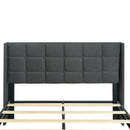 Queen Size Upholstered Platform Bed Frame With Button Tufted Linen Fabric Headboard - Dark Gray