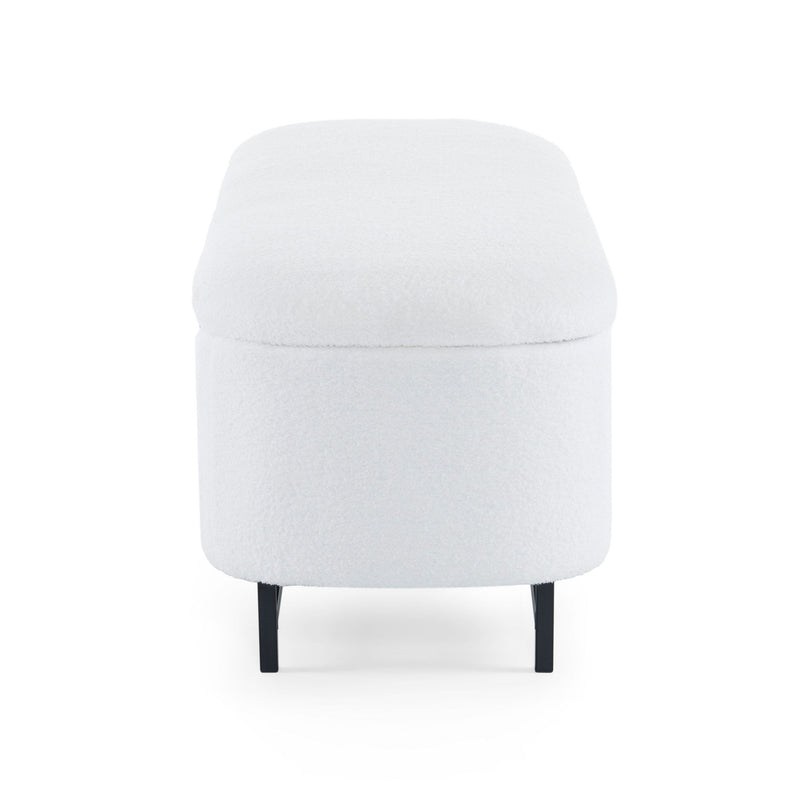 Modern Elegant Ottoman With Spacious Storage Function With Metal Feet - White / Black