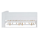 Wooden Full Size Daybed With Twin Size Trundle, Daybed With Storage Shelf And USB Charging Ports - White