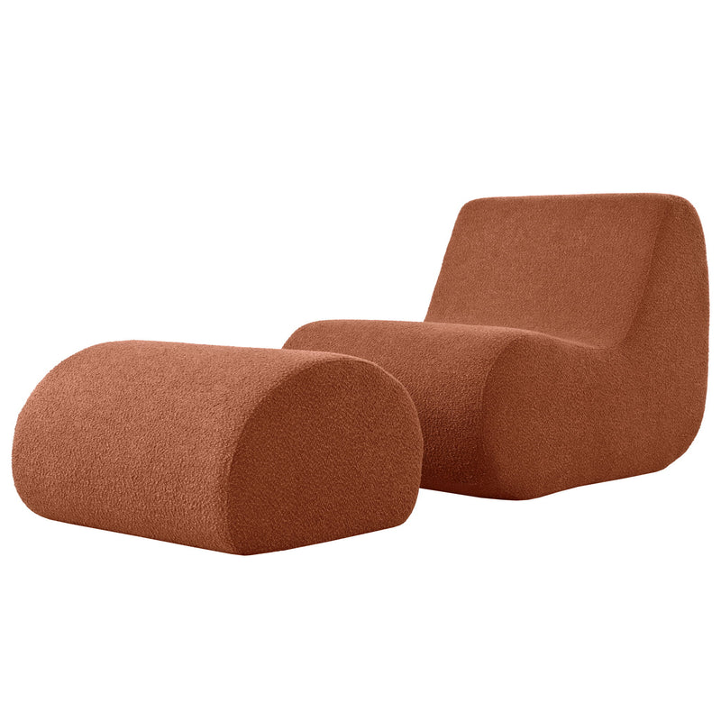 Curved Lounge Chair With Ottoman And High Resilience Foam
