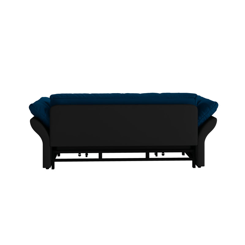 Queen Pull Out Sofa Bed, 3 In 1 Convertible Sleeper Tufted Sofa & 2 Soft Pillows - Blue