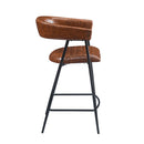 Counter Stools (Set of 2), Upholstered Counter Stools With Iron Frame, Backrest, Footrest, Arm Counter Stools For Home Bar, Kitchen Counter - Brown