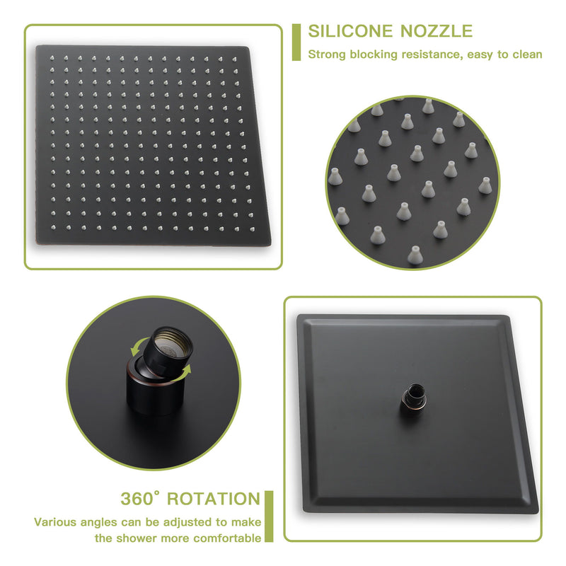Modern Shower System With Waterfall Tub Spout, 12" Ceiling Mount Square Shower