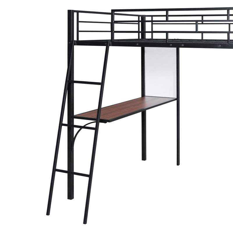 Bed With 3 Layers Of Shelves And Desk, Stylish Frame Bed