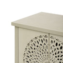 Hollow Carved 2 Door Accent Cabinet Sideboard Buffet Storage Cabinet With Adjustable Shelf For Entryway Living Room Bedroom - Natural