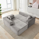 Compression Sectional Couch With Comfy Chaise, Boneless L Shape Sofa With Deep Seat