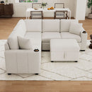 Sectional Sofa Convertible Pull-Out Sofa Bed With A Movable Storage Ottoman For Living Room