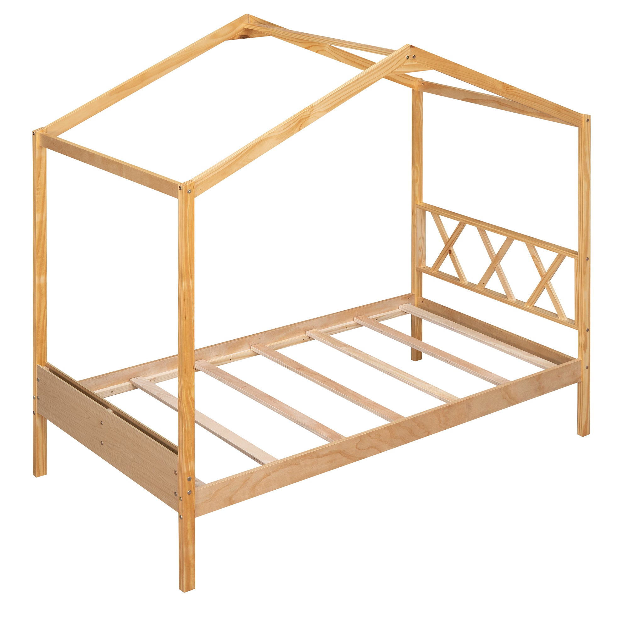 Twin Size Wood House Bed with Storage Space, Natural(OLD SKU: LP000001AAM) - Atlantic Fine Furniture Melbourne FL