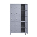 15 Door Lockers With Lock For Storage In Home, Gym, Office, And School - Gray