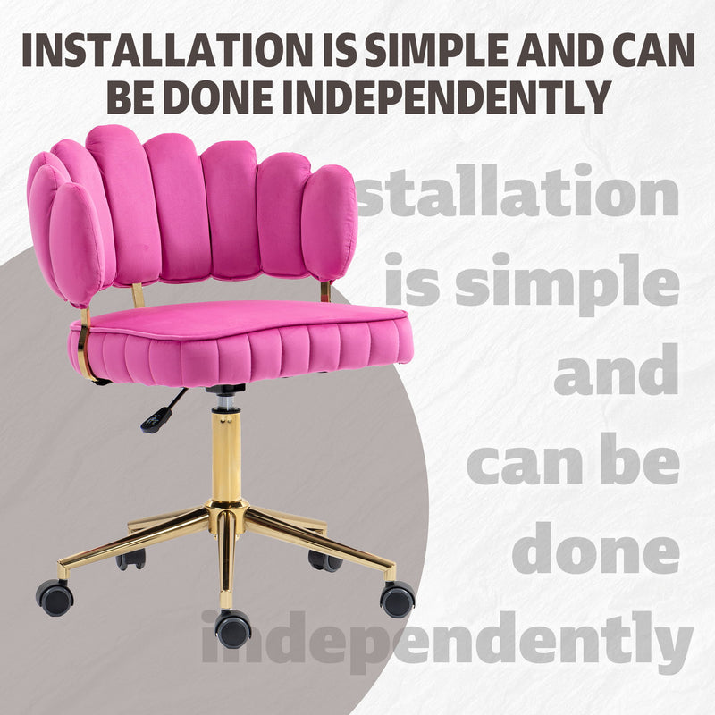 Modern Velvet Home Office Desk Chair With Adjustable Height And Swivel Wheels