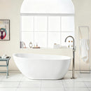 Contemporary Glossy Freestanding Bathtub With Chrome Overflow And Drain
