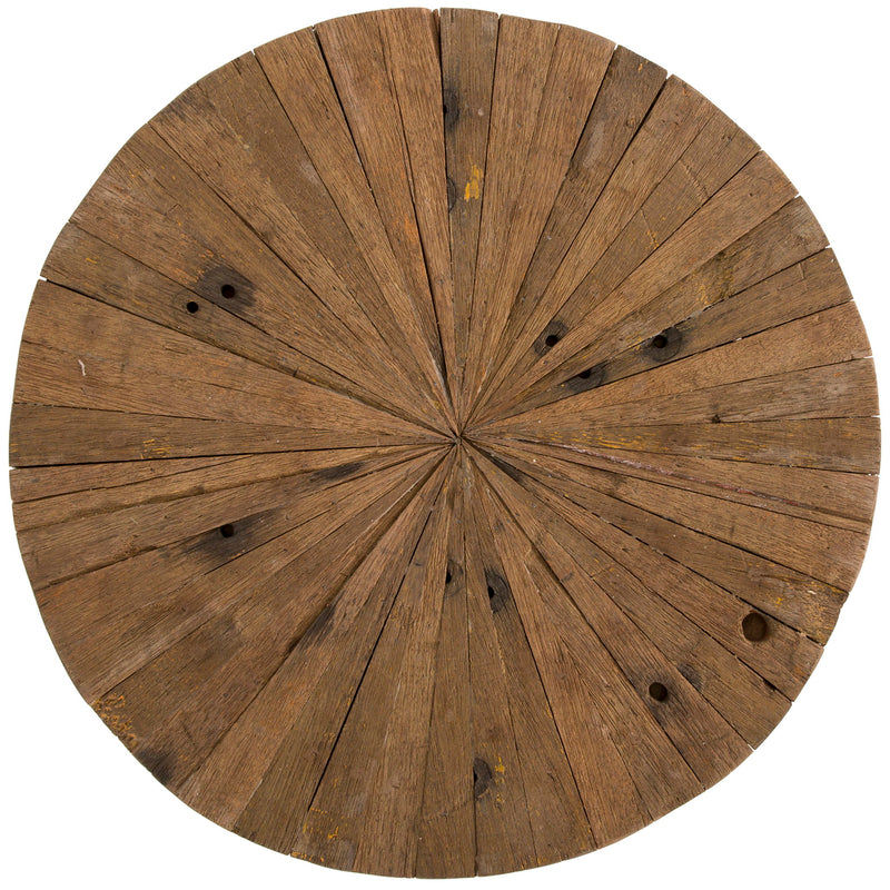 Rustic Accent Round Table With Iron Hairpin Legs