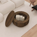 Modern Circular Coffee Table With Stripe Design And Storage Space