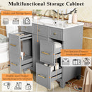 Bathroom Vanity With Ceramic Sink, Soft Close Doors, Adjustable Shelves