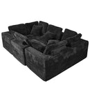 Modular U-Shaped Sectional Sofa, 6 Seater Chaise Lounge With Reversible Design - Black