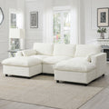 Modular Sectional With Storage Pockets, 5 Seat U Shaped Couch Set With Pillows, Free Combination Modern Cloud Sofa With 2 Movable Ottoman