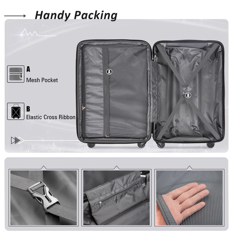 Expanable Spinner Wheel 2 Piece Luggage Set ABS Lightweight Suitcase With Tsa Lock 20" / 28"