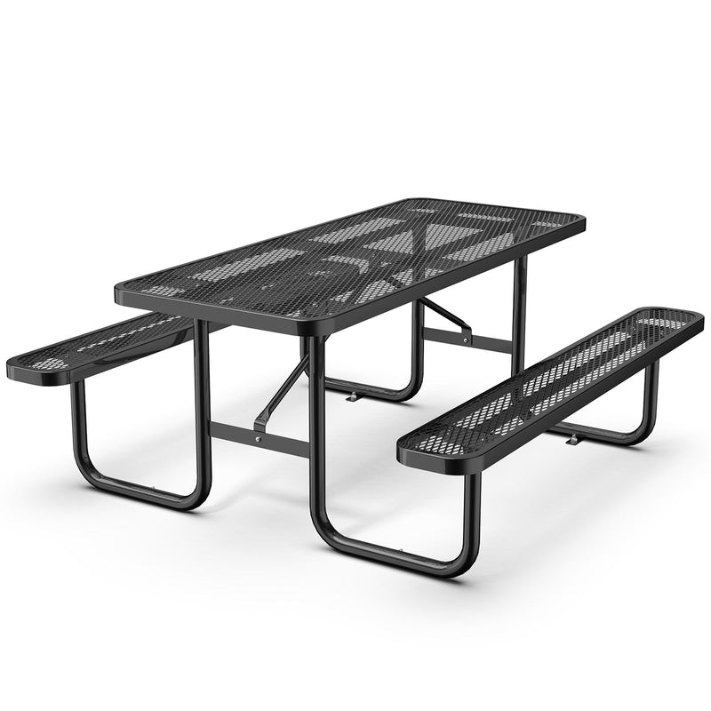 Expanded Rectangular Picnic Table - Black - Metal