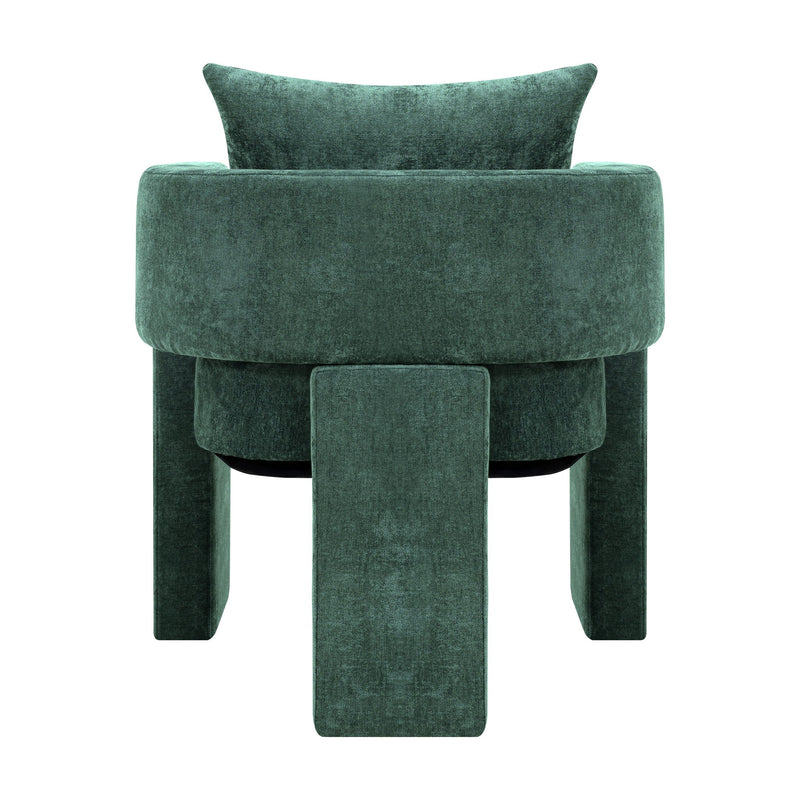 Modern 3 Leg Chenille Accent Chair With Ergonomic Arms & Removable Pillow