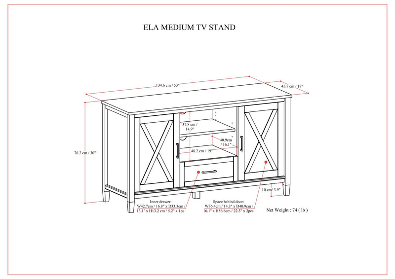Ela - Medium Tv stand - Smoky Brown