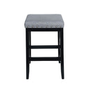 Greely Saddle Barstool Set With Fabric Upholstery - Light Gray