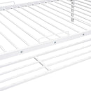 Twin Over Twin Metal Bunk Bed with Shelf and Guardrails, White