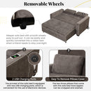 Upholstered Sleeper Bed Sofa With Dual USB Charging, Adjustable Backrest