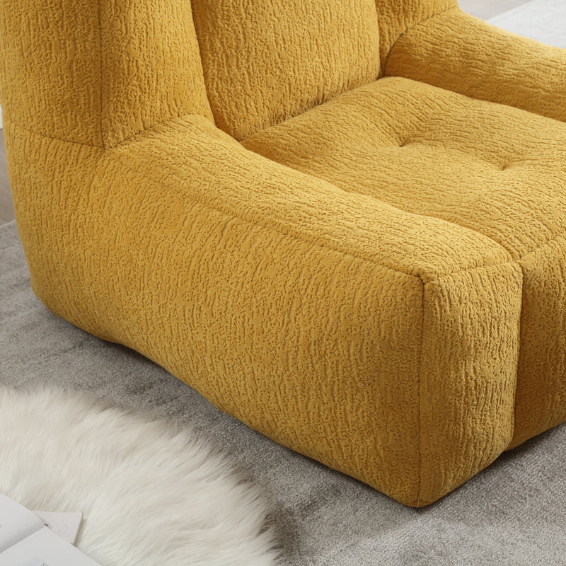 Modern Indoor Fluffy Bean Bag Chair With Memory Foam And Ottoman, Super Soft