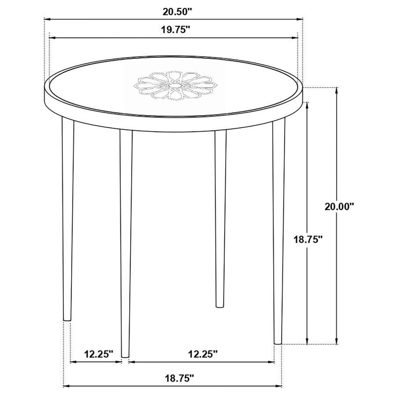 Kofi - Round Marble Top Accent Side Table - White And Black