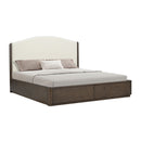 Athens - King Upholstered Storage Bed - Dark Brown