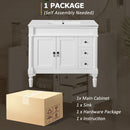 Bathroom Vanity With Ceramic Sink, 2 Doors 3 Drawers, Soft Close Design