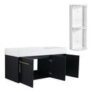 Modern Wall Mounted Bathroom Vanity With Thick Edge Resin Sink And Storage Rack