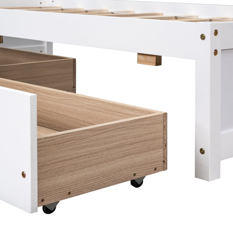 Twin Bed with 2 Drawers, Solid Wood, No Box Spring Needed ,White(New SKU:W504P149042)